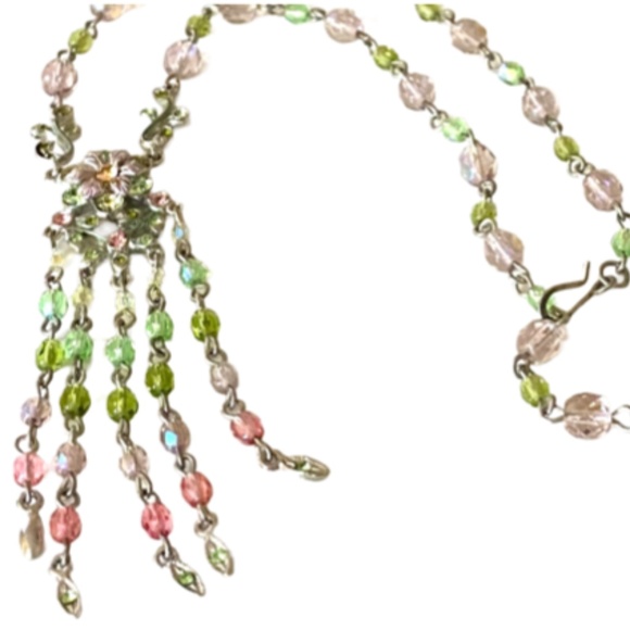 R.J. Graziano Green & Pink Tassel Drop Necklace - Picture 2 of 6